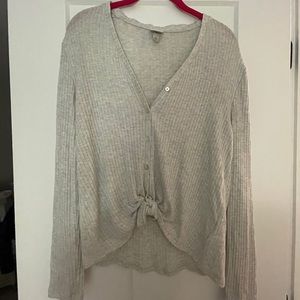 Light Gray Button & Knot A New Day Top